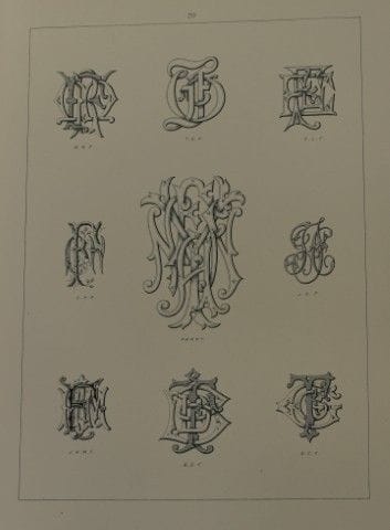 J·戈登·史密斯——1903年版《字母组合图案》石版画。

此石版画选自J·戈登·史密斯所著《适用于