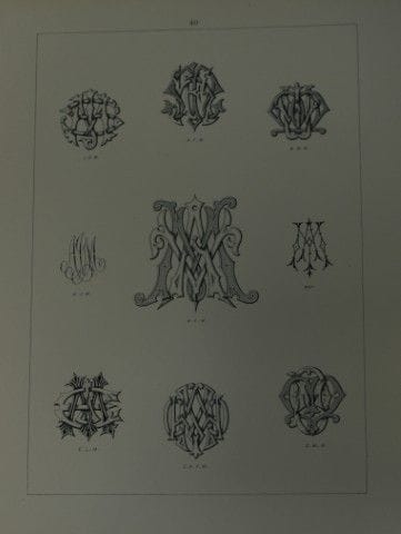 J·戈登·史密斯——1903年版《字母组合图案》石版画。

此石版画选自J·戈登·史密斯所著《适用于