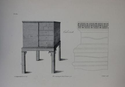 Thomas Chippendale – Originalstich eines Schranks 