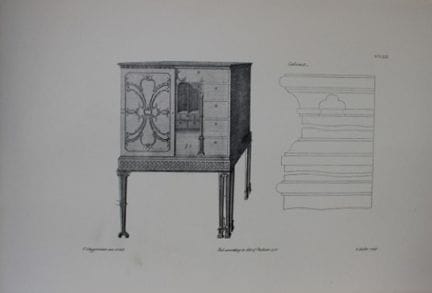 Thomas Chippendale – Originalstich eines Schranks 