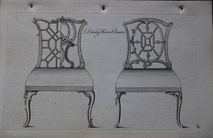 Manwaring - Engraving of Dining Room Chairs 1765.
