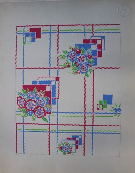 Original-Gouache-Entwurf im Art-Déco-Stil von A. S