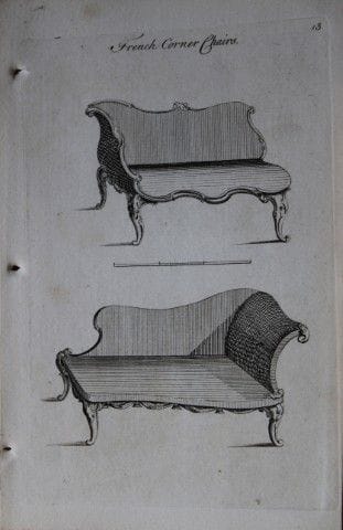 曼沃林——1765年法国角椅铜版画。

这幅铜版画出自《雅致家居家具：符合当下审美，并增补数件前所未