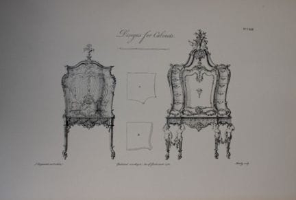 Thomas Chippendale – Originalstich eines Schranks 