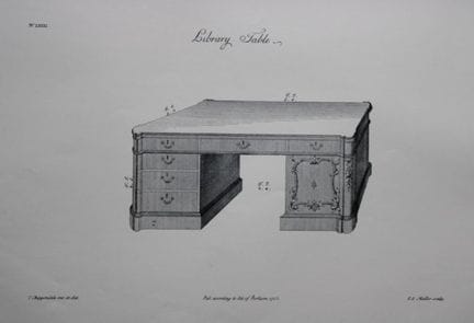 Thomas Chippendale – Originalstich eines Bibliothe