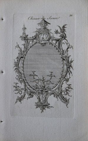 软垫工协会——1765年式中国壁灯。

这幅珍贵的铜版画出自《雅致家居家具：符合当下审美，并增补数件