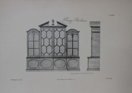 Thomas Chippendale – Originalstich eines Bibliothe