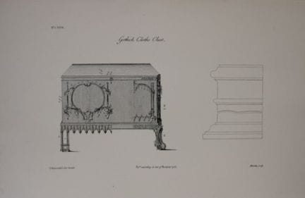 Thomas Chippendale – Originalstich einer gotischen