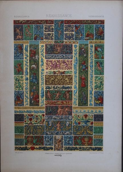A Racinet – Original-Lithografie mit Renaissance-M