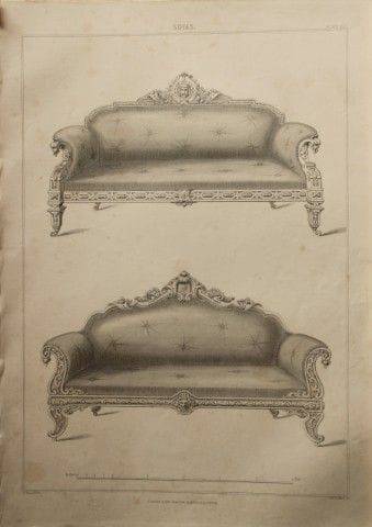 P Thomson - Sofas engraved by JH Le Keux 1853.

Th