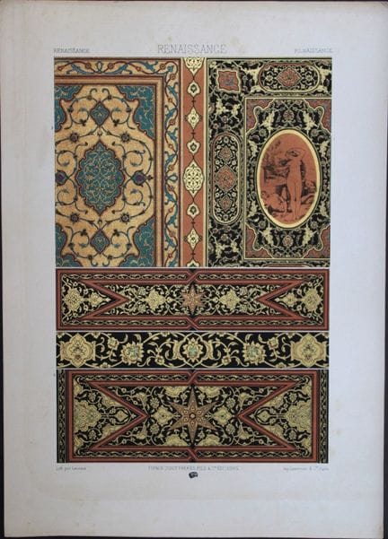 A Racinet – Original-Lithografie mit Renaissance-M