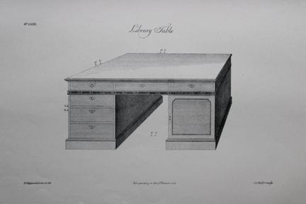 Thomas Chippendale – Originalstich eines Bibliothe