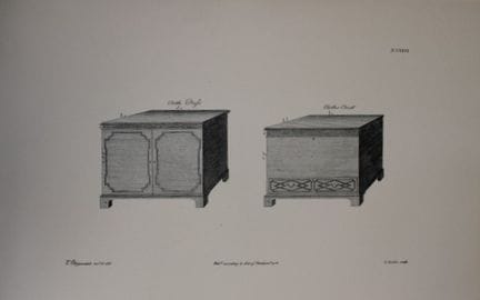 Thomas Chippendale – Originalstich eines Wäschesch