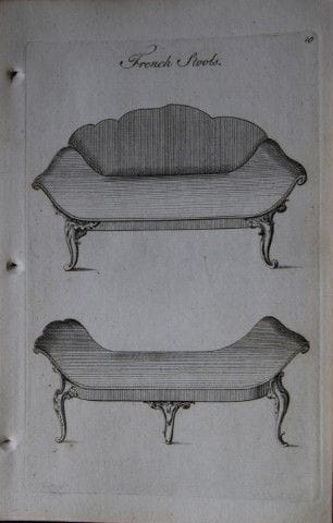 曼沃林——1765年法国凳子铜版画。

这幅铜版画出自《雅致家居家具：符合当下审美，并增补数件前所未