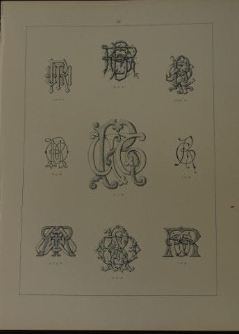 J·戈登·史密斯——1903年版《字母组合图案》石版画。

此石版画选自J·戈登·史密斯所著《适用于