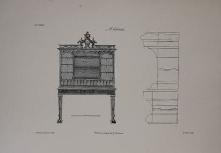 Thomas Chippendale – Originalstich eines Schranks 