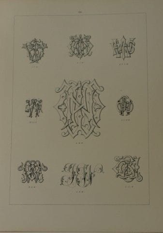 J·戈登·史密斯——1903年版《字母组合图案》石版画。

此石版画选自J·戈登·史密斯所著《适用于