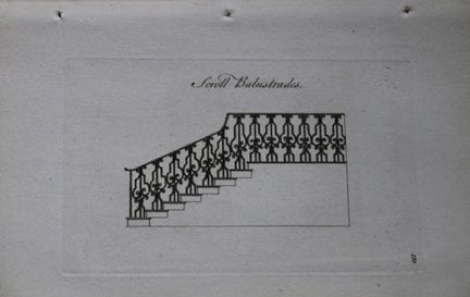 软垫工协会——卷轴式栏杆，1765年。

这幅珍贵的铜版画出自《雅致家居家具：符合当下审美，并增补数