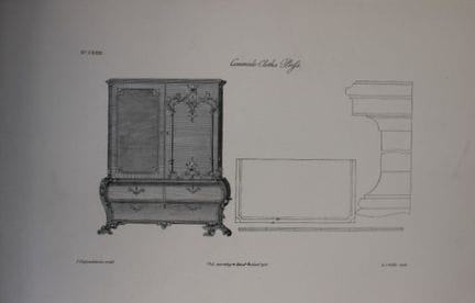 Thomas Chippendale – Originalstich einer Kommode m