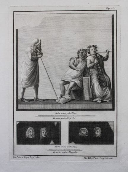 乔瓦尼·莫尔根——《赫库兰尼姆古迹》铜版画，1752年。

这幅描绘古罗马壁画的原始古铜版画，出自乔