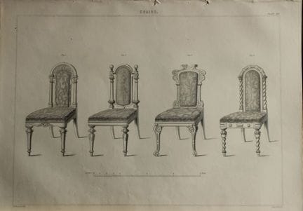 P Thomson - Chairs engraved by JH Le Keux 1853.

T