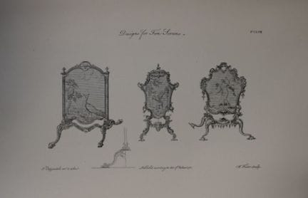 Thomas Chippendale – Originalstich von Kaminschirm