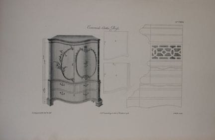 Thomas Chippendale – Originalstich einer Kommode m
