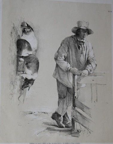 Thomas Sidney Cooper – Lithografie eines Bauern mi