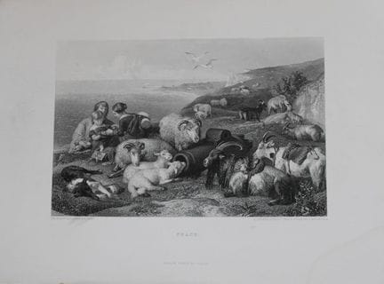 Sir Edwin Landseer – Stich mit dem Titel „Peace“ (