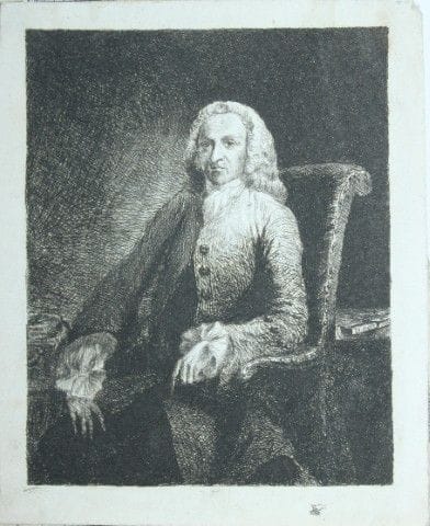 Etching of Gowin Knight by Benjamin Wilson c1751.
