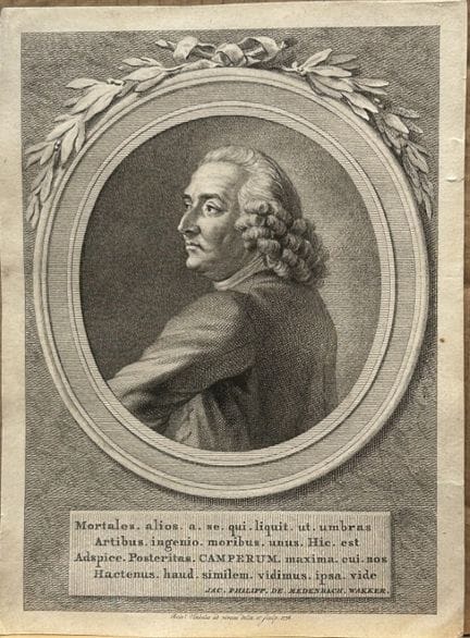 雷尼尔·温克莱斯——彼得·坎珀博士的版画，1778年。

这幅描绘荷兰医生、解剖学家和自然学家彼得鲁