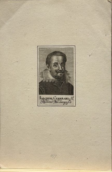 Portrait engraving of Joachim Camerarius 1688.

Th