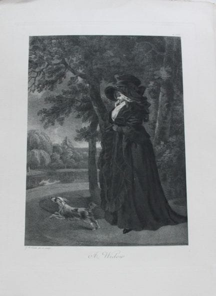 约翰·拉斐尔·史密斯——题为《寡妇》的版画，1890年。

这幅版画改编自1791年那幅著名的油画《