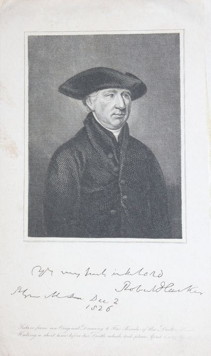 霍克牧师。

这幅图展示了一幅罗伯特·霍克博士（1753–1827）的古董雕刻肖像，他是一位生活在1