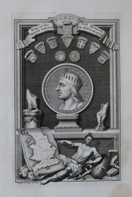 George Vertue - Rare folio engraving of Egbert, Ki