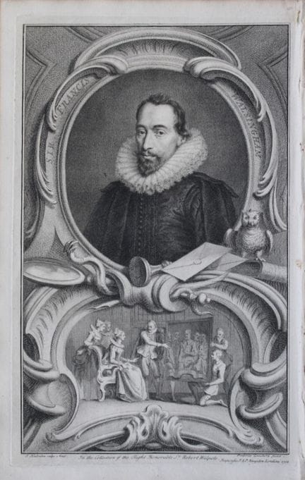 Jacobus Houbraken - Rare engraving of Sir Francis 