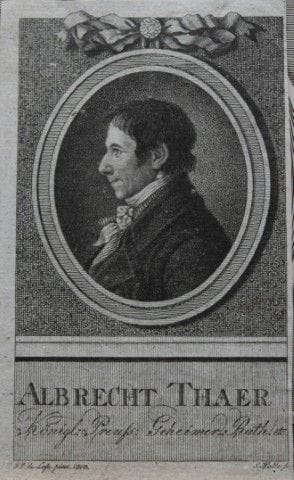 Engraving of Albrecht Daniel Thaer by S. Halle aft
