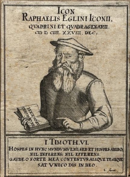 Portrait engraving of Raphael Eglin (Iconis Raphae
