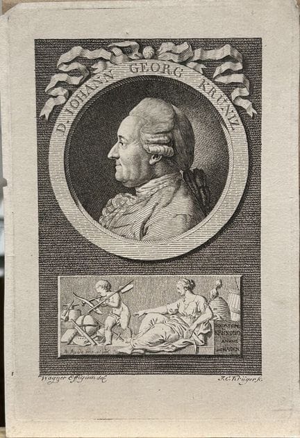 JC Kruger engraving portraying Johann Georg Krünit