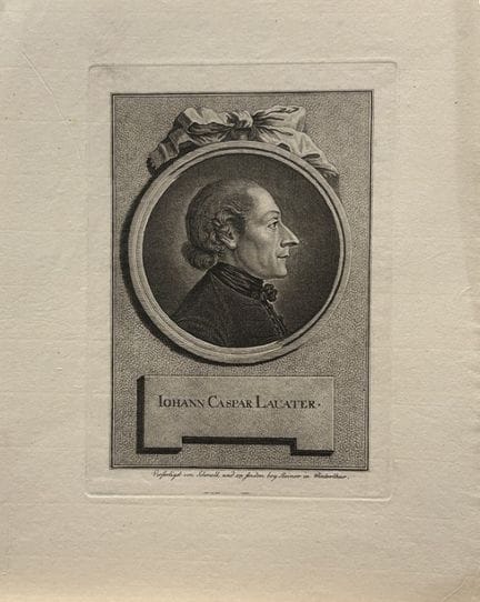 乔治·F·施莫尔——约汉·卡斯帕·拉瓦特铜版画，约1780年。

这幅铜版画描绘了瑞士作家、哲学家和