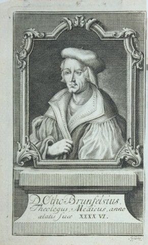 Engraving of Otto Brunfels by Johann Sysang 1599.

