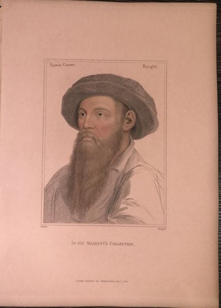 Portrait of Sir Gawen Carew by Hans Holbein 1812.
