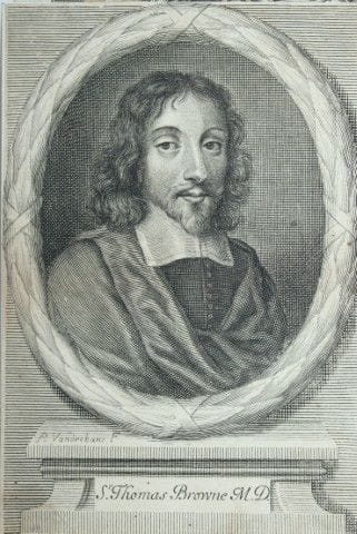 Engraving of Sir Thomas Browne MD by Peter Vandreb