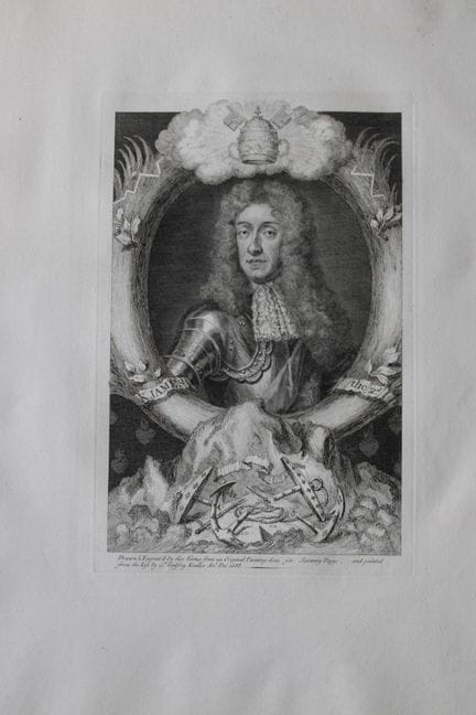George Vertue - Rare folio engraving of James II 1