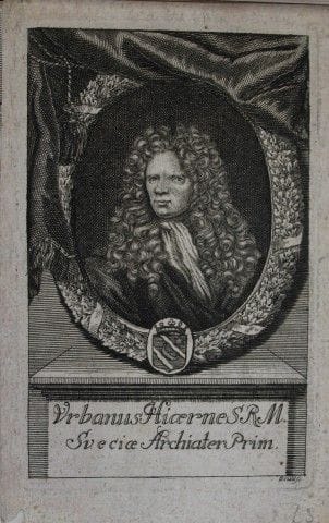 Engraving of Urban Hjärne drawn by Elias Brenner 1