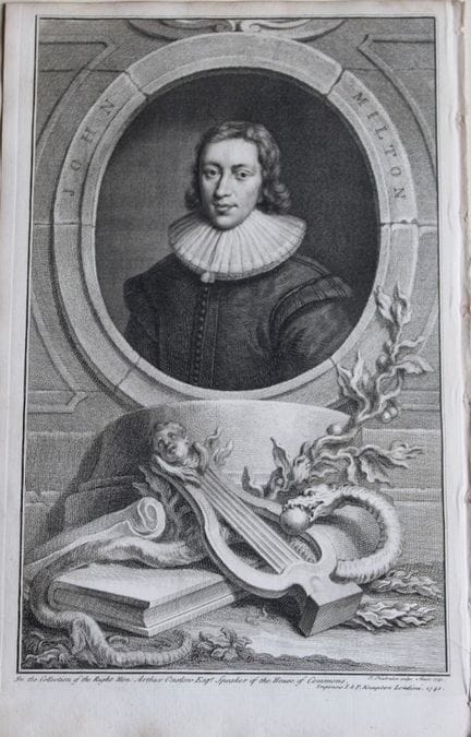 Jacobus Houbraken - Rare engraving of John Milton 