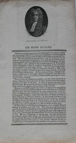 Sir Hans Sloane engraving by Wray 1795.

This engr