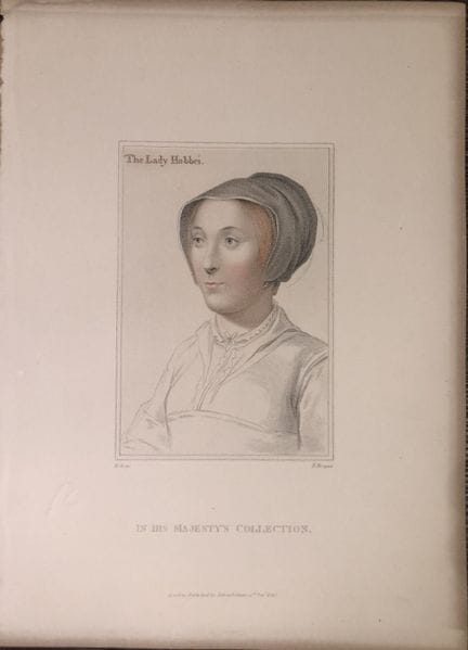 Portrait of Lady Hobby by Hans Holbein 1812.

This