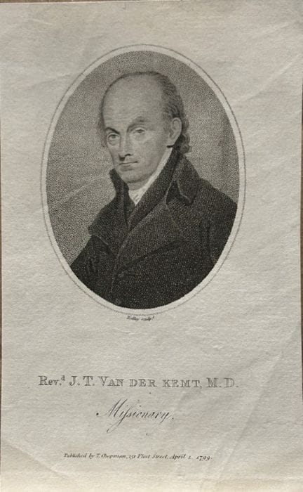 W·里德利——1799年J·T·范德肯普牧师的铜版画。

这幅历史性的点刻版画肖像由W·里德利于17