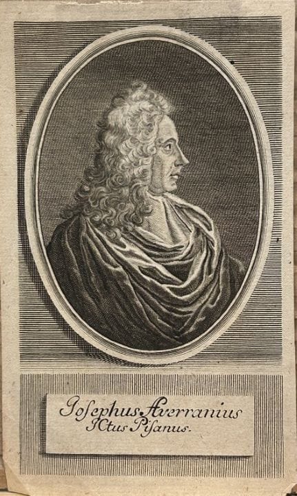 Bernigeroth - Engraving of Guiseppe Averani c1720.